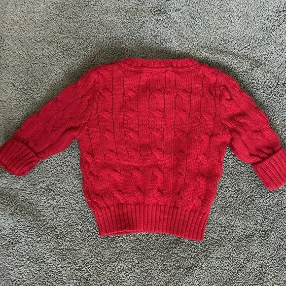 Polo Ralph Lauren Newborn Baby Boy Cable-Knit Cotton Sweater - Red - 3 Months - Picture 3 of 4